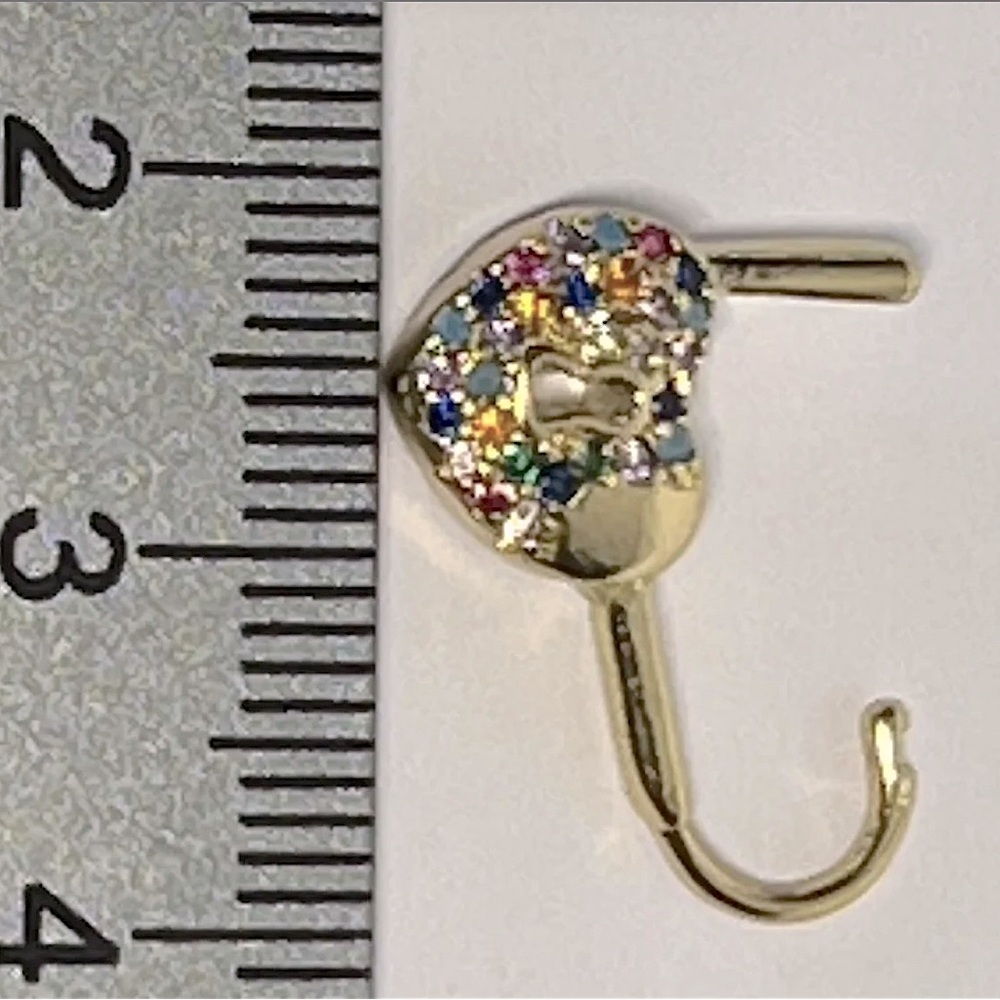 Heart Lock Hoop Earrings Women Plated 18k Gold Multicolor Zircon and Turquoise - Picture 3 of 3